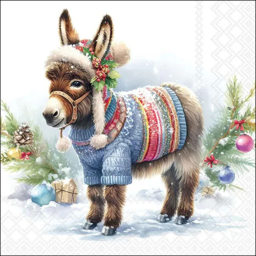 Wooly christmas donkey - 4x,