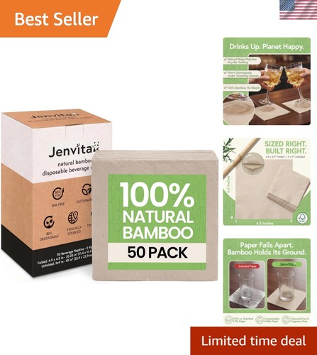 100 bamboo cocktail napkins - cocktail,
