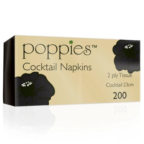 Black cocktail napkins - black,