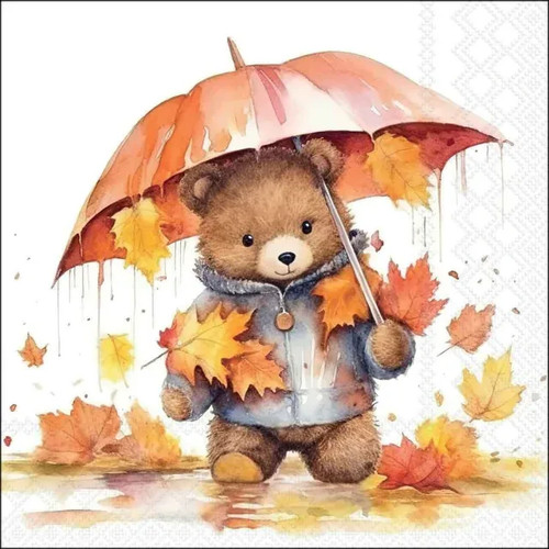Autumn bear with - with, umbrella