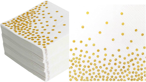 White and gold napkins - and,