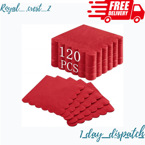 120 pcs red napkins scalloped - pcs, napkins,